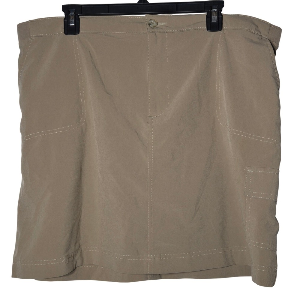 Riders by Lee Indigo Khaki Cargo‎ Skort Tan 16M Active Hiking Skirt Gorp Stretch